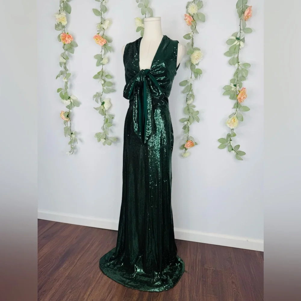 Halston Magdalena Draped Sequin Gown - Picture 5 of 12